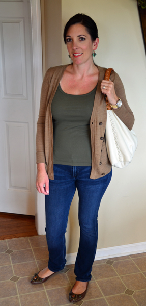 citizens pajama jeans with fall tank and cardi
