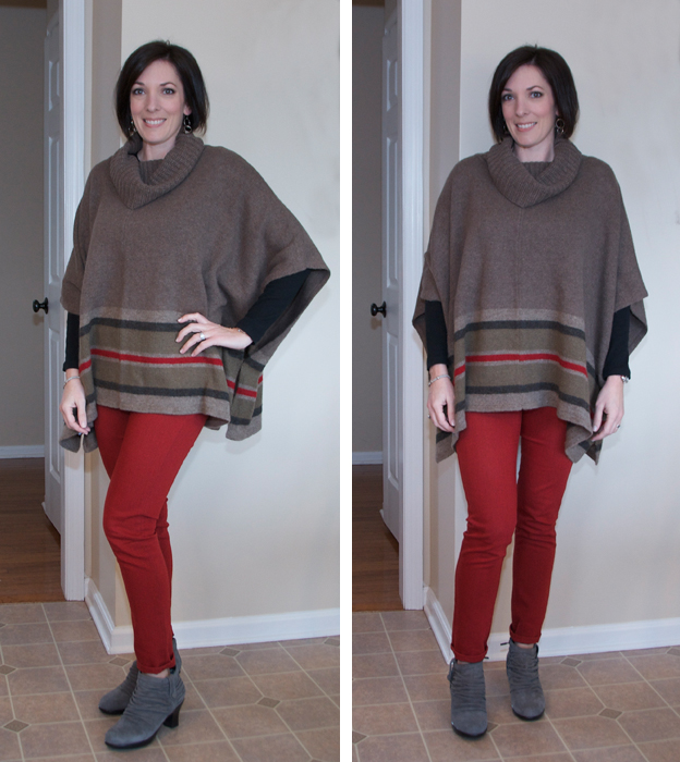 Mom Style | poncho and skinny jeans