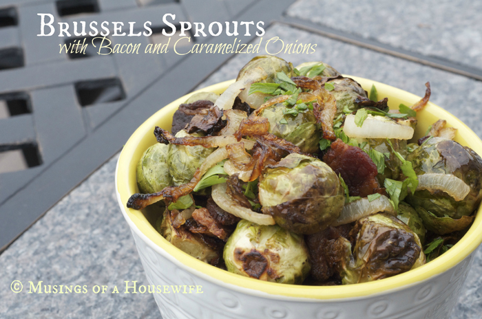Roasted Brussels Sprouts with Bacon and Caramelized Onions
