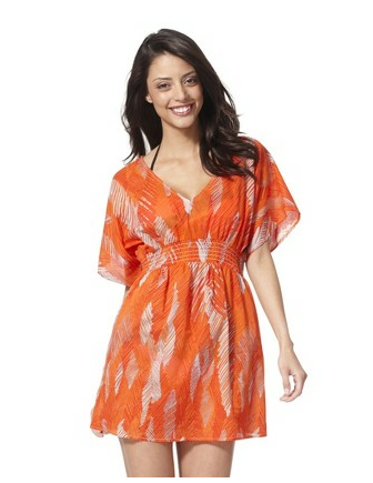 Xhilaration® Juniors Cotton Voile Tunic Swim Cover Up Dress - Orange Printed
