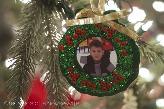 school photo wreath Christmas tree ornament