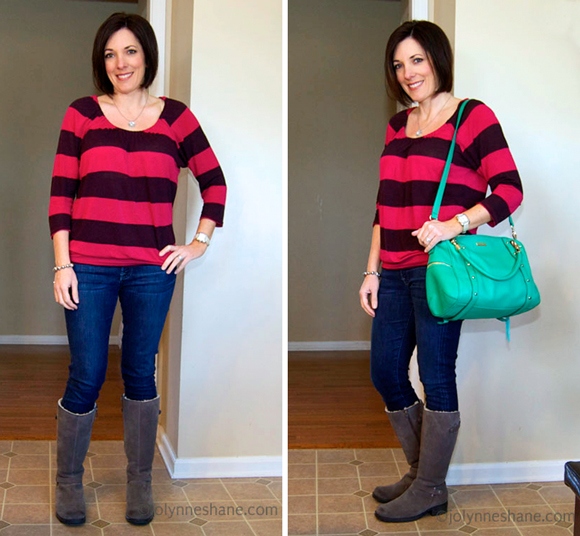 Striped Tee with Skinny Jeans and UGGs