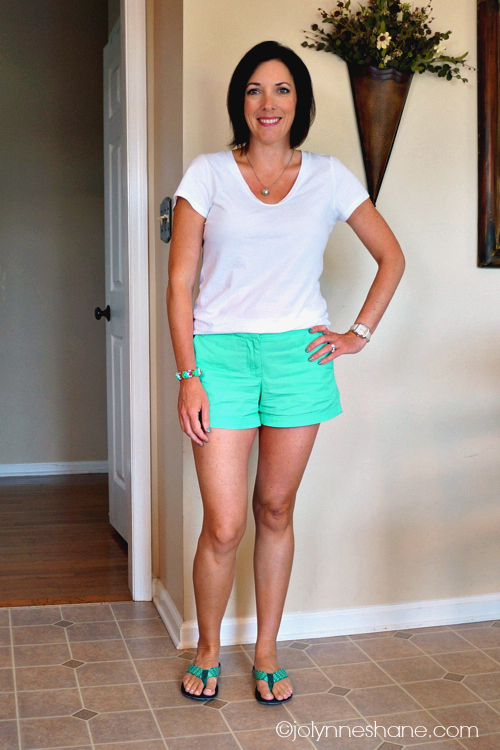 mint green shorts