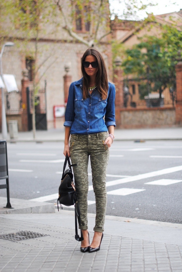 camo with chambray