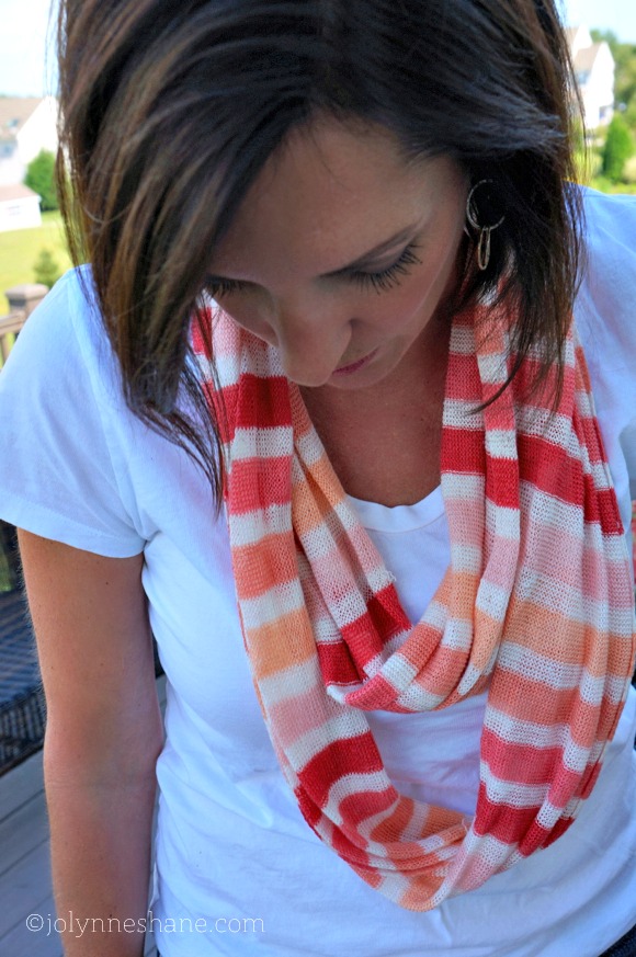coral striped scarf