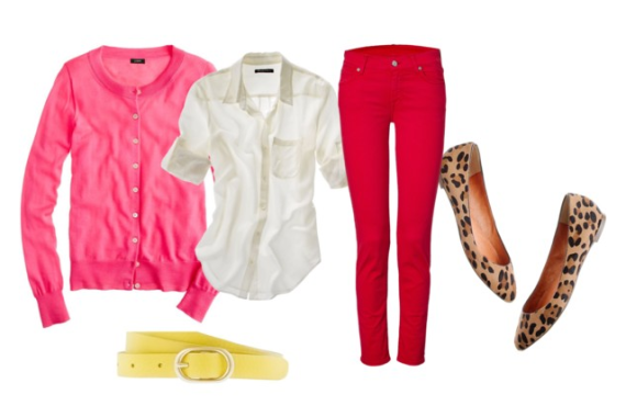 skinny jeans with blouse and cardi