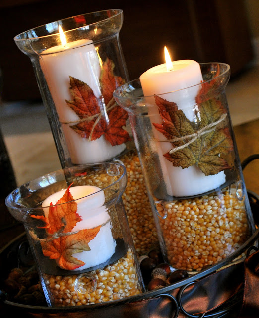 Easy Thanksgiving Decor Idea with Hurricane Vases