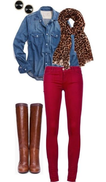 chambray with red and leopard