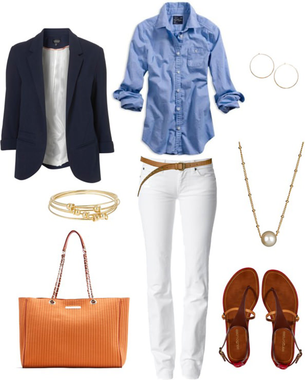 How To Wear White Jeans for Spring: white jeans with chambray