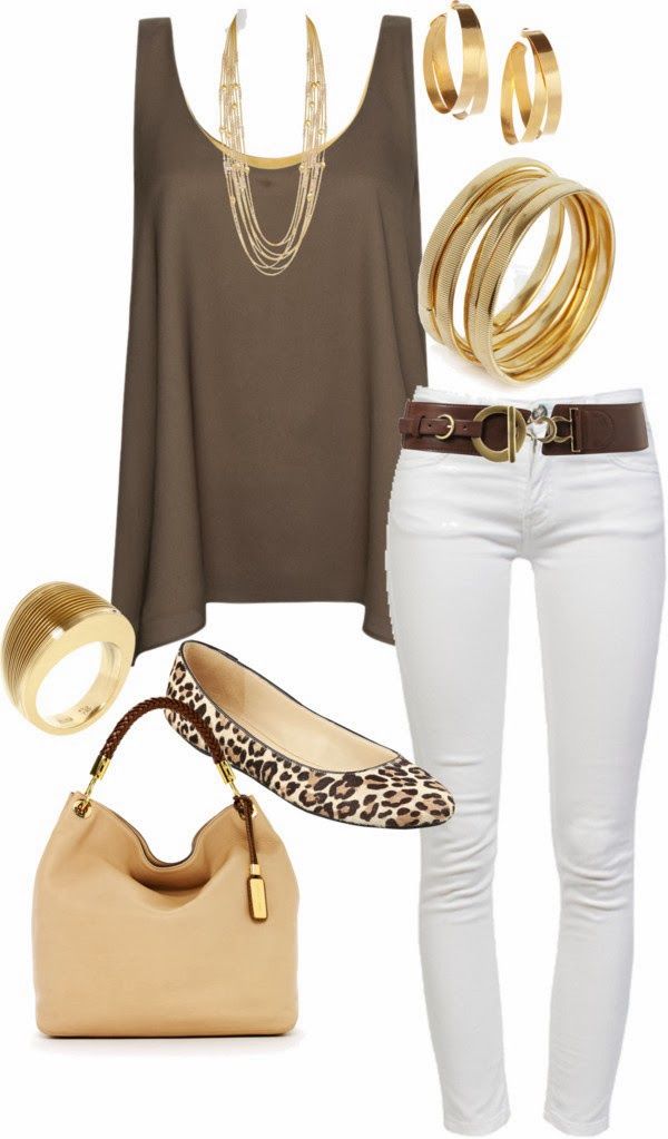 How To Wear White Jeans for Spring: white jeans with leopard and brown