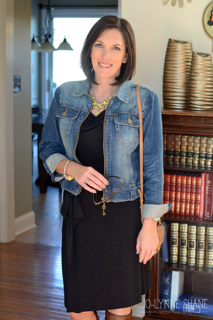 How to Wear a LBD with a Denim Jacket