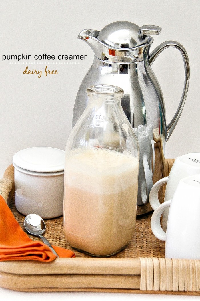 This delicious homemade dairy-free pumpkin spice coffee creamer recipe is so easy to make and much healthier than the storebought variety. 