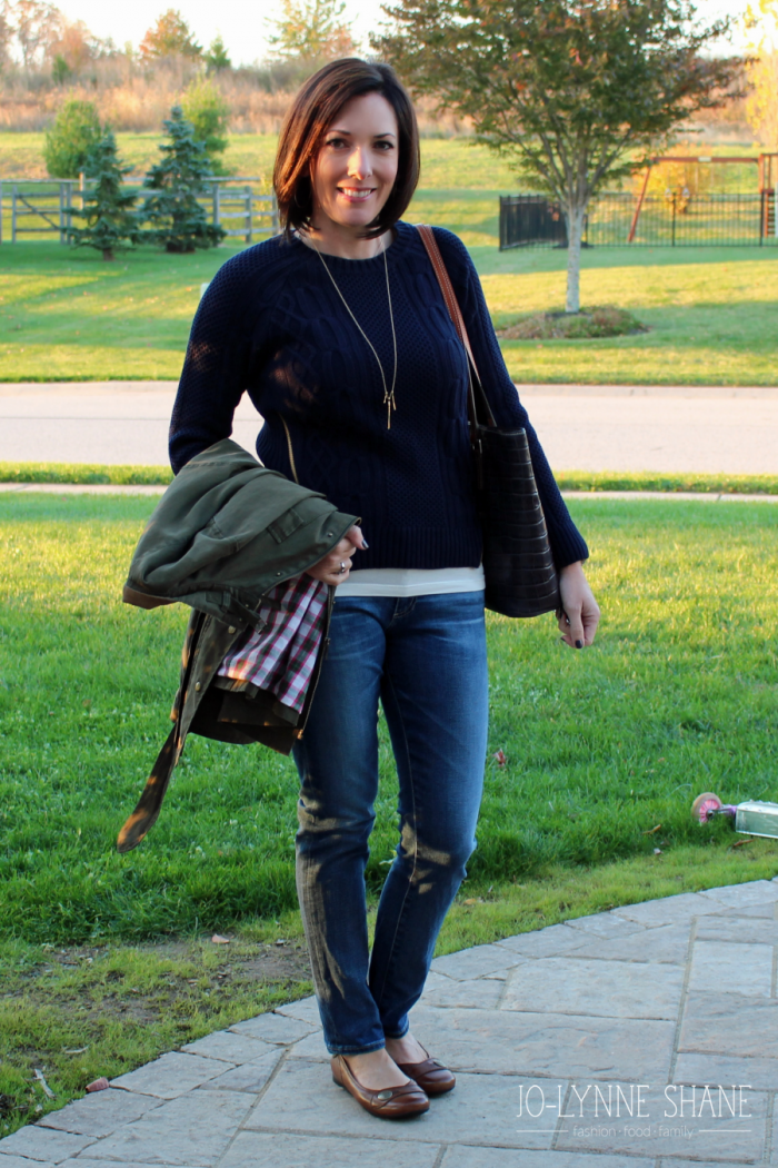 CAbi Zipper Pullover with AG The Stilt Jeans