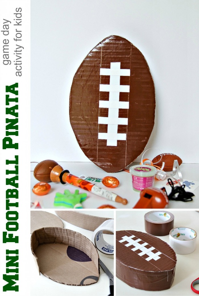 DIY mini football piñata: a great Game Day activity for kids that is sure to keep them occupied while you cheer on your favorite team!