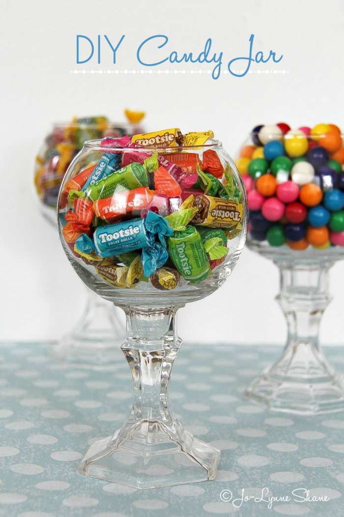 These adorable DIY Candy Jars are easy and inexpensive to make. They're the perfect addition to your next party or dessert table. 