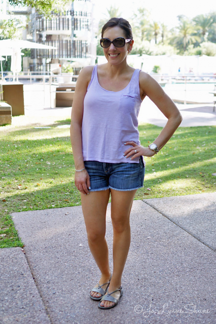 Fashion for Women Over 40: casual tank and jean shorts for summer