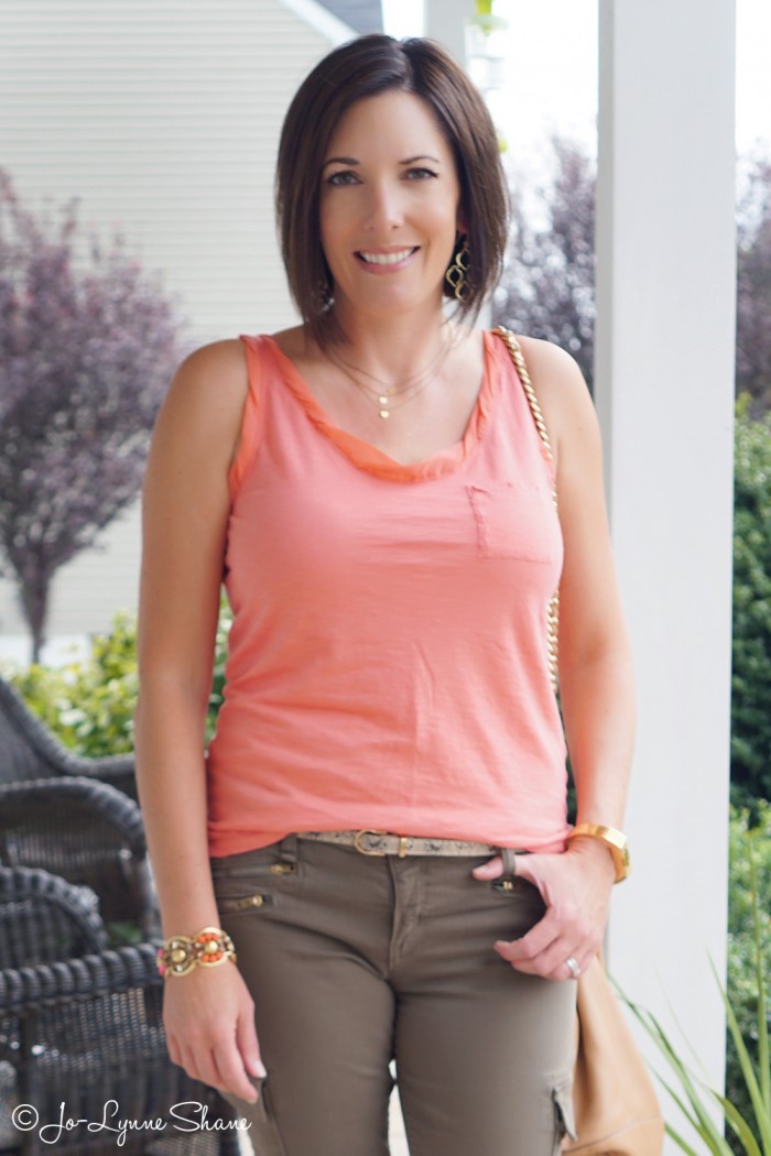 Fashion Over 40: Coral + Olive Green