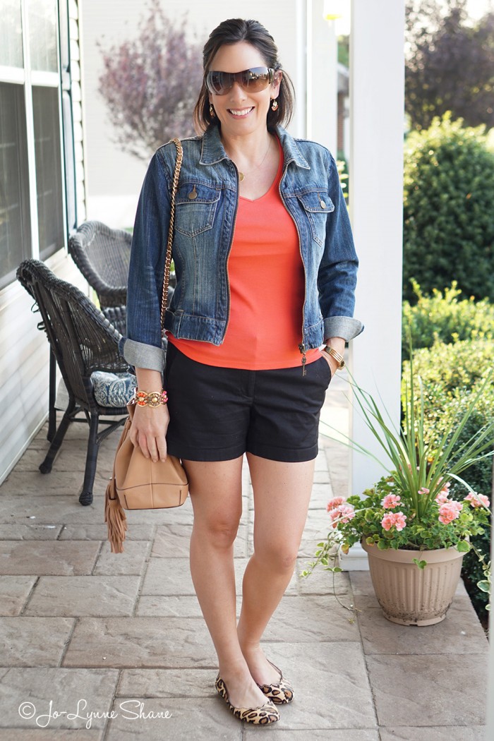 26 Days of Fall Outfits: Shorts with Ballet Flats and Jean Jacket