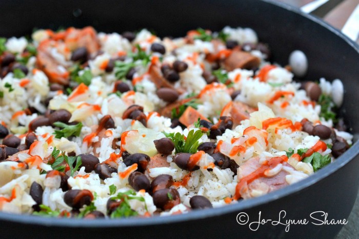 Rice & Beans with Sausage and Sriracha