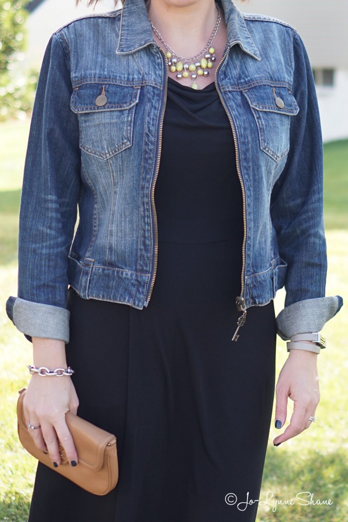 Fall Fashion: LBD with brown riding boots and jean jacket