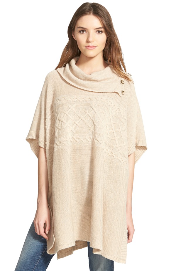 cable cowl neck poncho