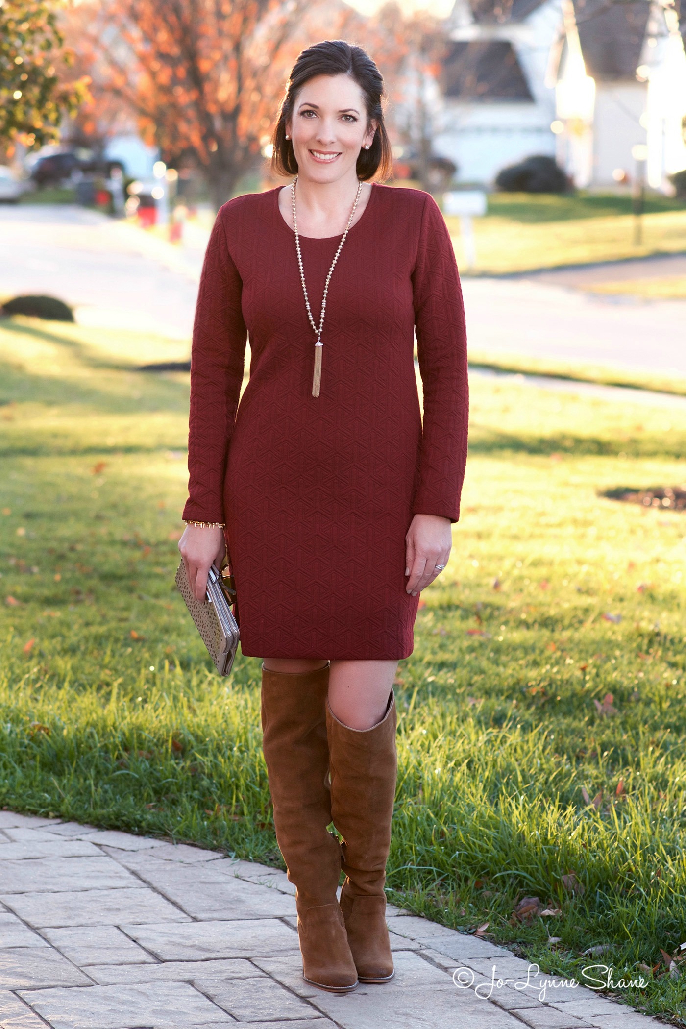 Fashion Over 40: OTK Boots with a Knit Dress