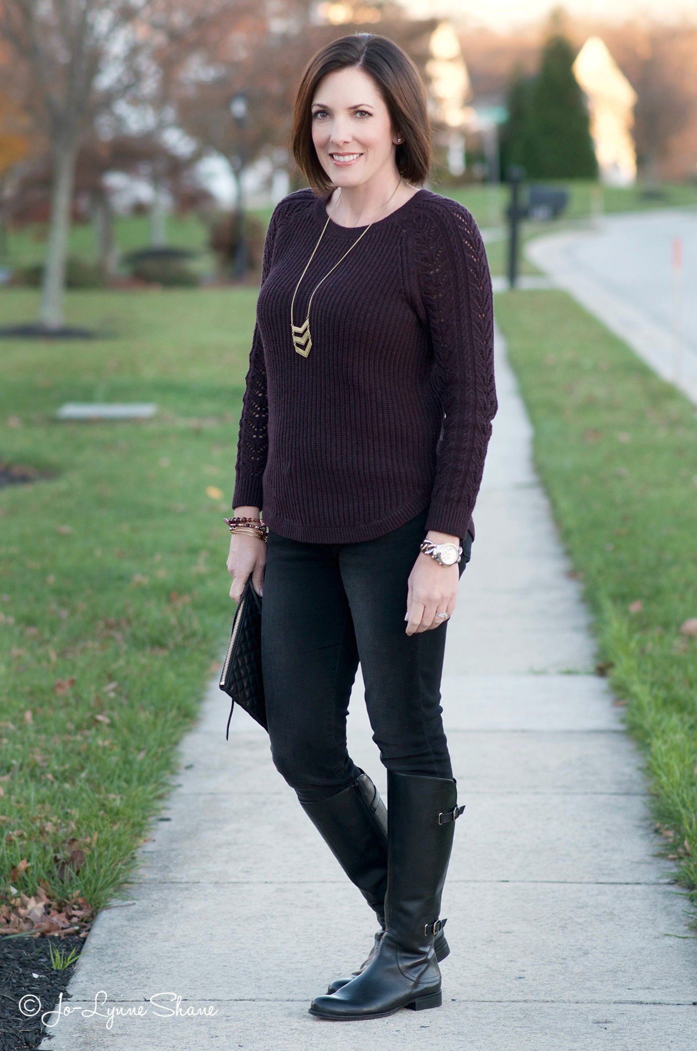 Fashion Over 40: Cable Sleeve Sweater + Black Jeans