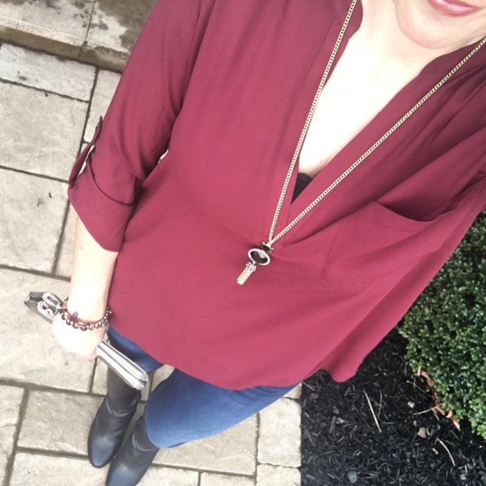 christmas eve outfit: lush tunic, jeans and boots