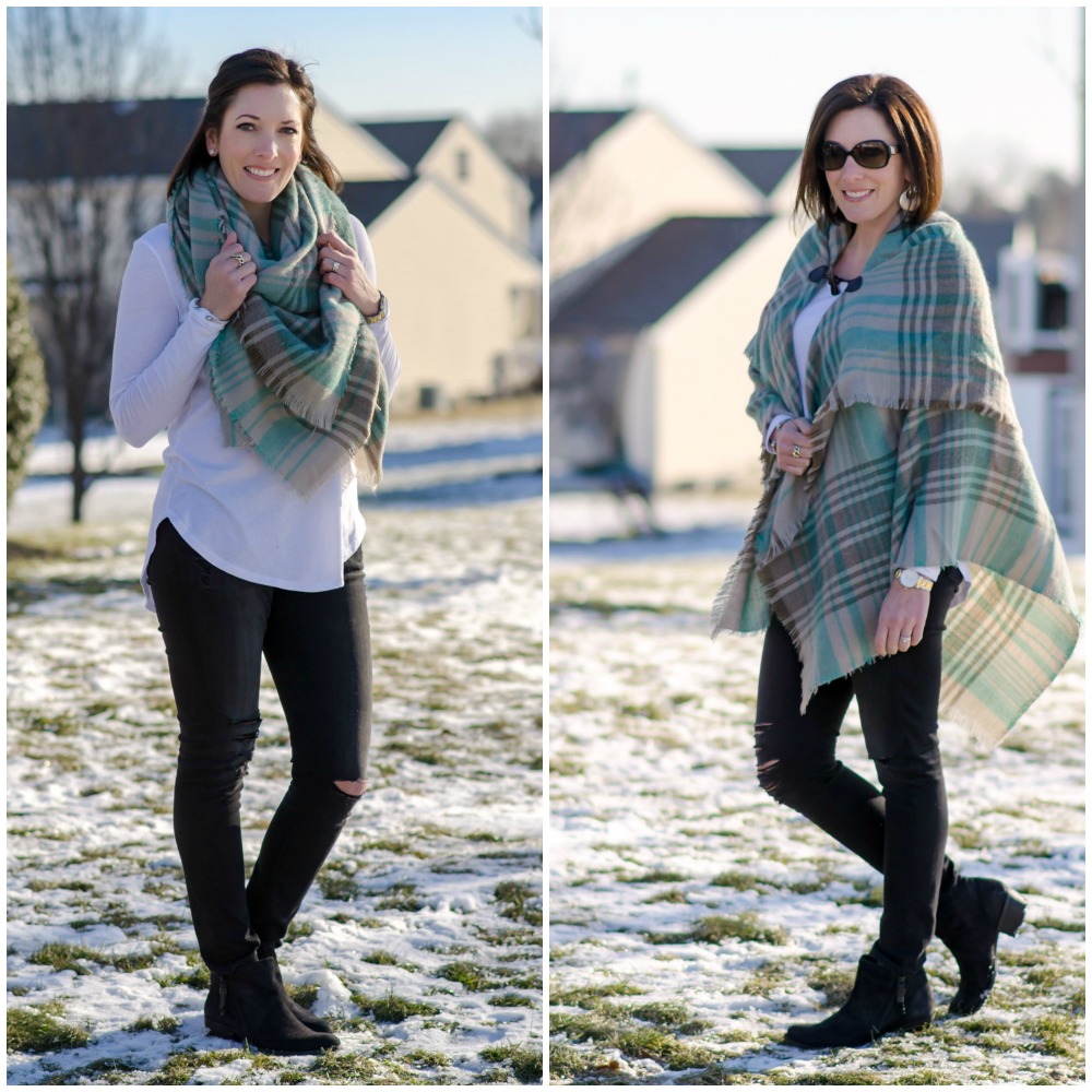 Grace & Lace Blanket Scarf/Toggle Poncho: Wear it two different ways. You can wrap it around your neck kerchief-style and wear it as a scarf; or fold it, flip it, toggle it, and it becomes a stylish poncho!