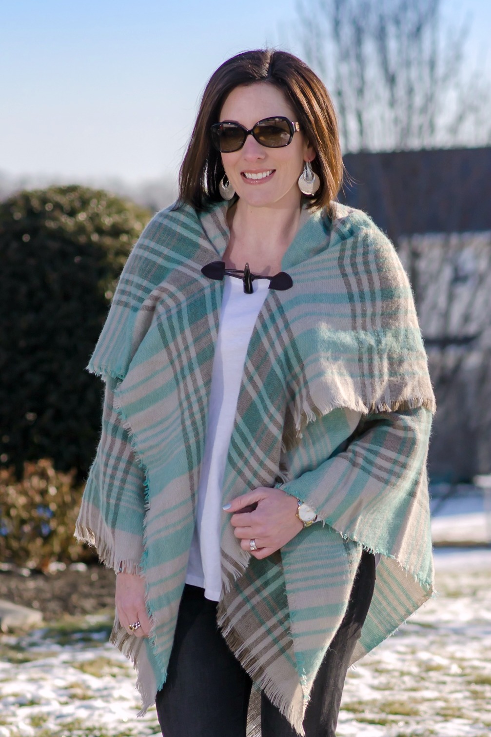Grace & Lace Blanket Scarf/Toggle Poncho: Wear it two different ways. You can wrap it around your neck kerchief-style and wear it as a scarf; or fold it, flip it, toggle it, and it becomes a stylish poncho!
