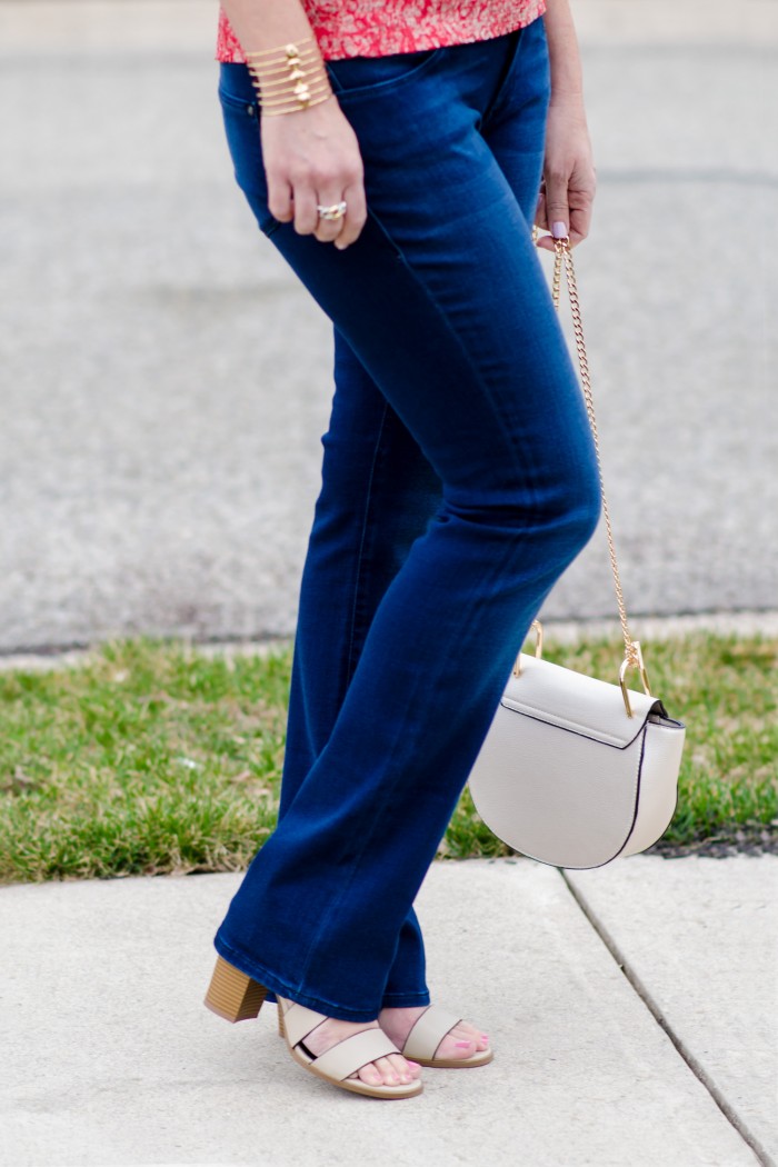 Fashion Over 40: Baby Bootcut Jeans and Payless Romeo Block Heel Sandal