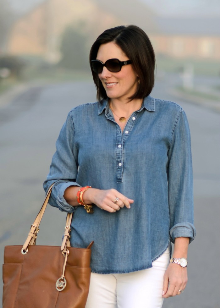 Chambray & White with Leopard