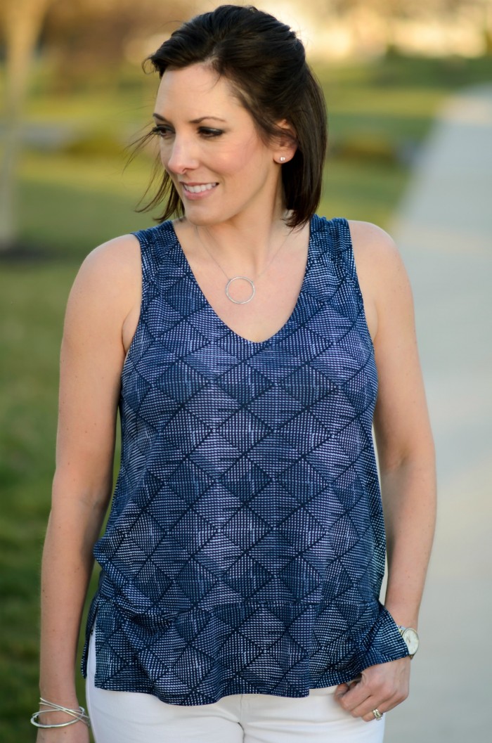 relaxed split hem printed top from Old Navy 