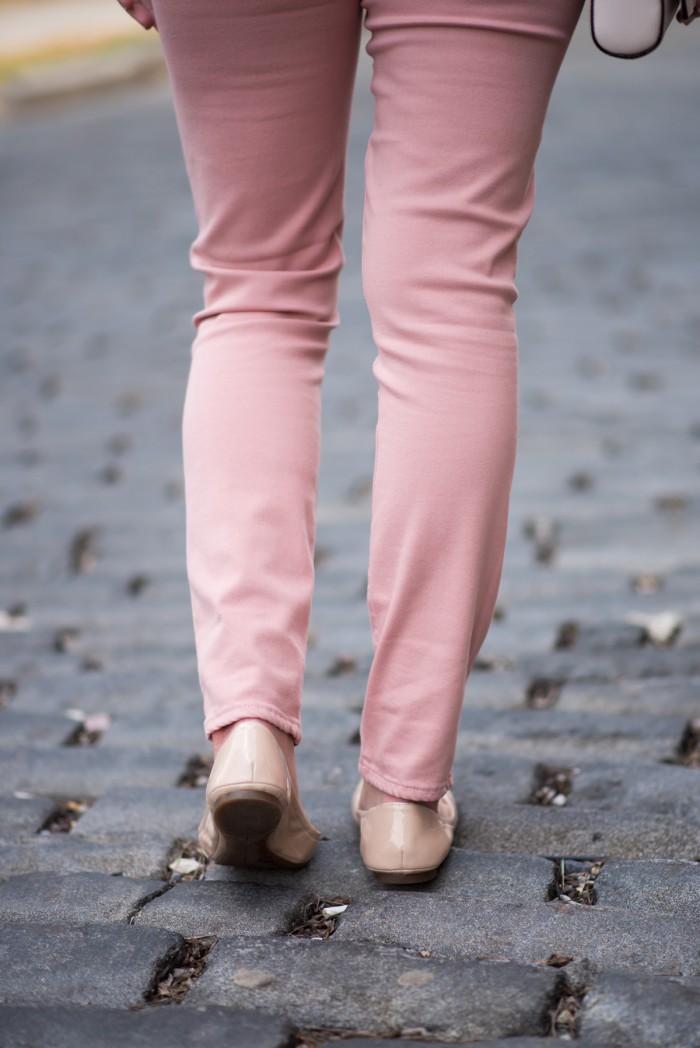 Spring Outfit Inspiration: Pink + Grey featuring Pale Pink Paige Verdugo Skinny Jeans