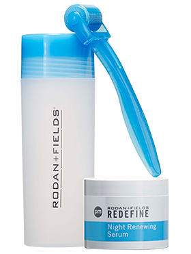 The Rodan + Fields REDEFINE AMP MD™ System includes the noninvasive AMP MD Micro-Exfoliating Roller and REDEFINE Night Renewing Serum. The AMP MD System utilizes micro-exfoliation roller technology for visibly advanced skin-firming benefits.
