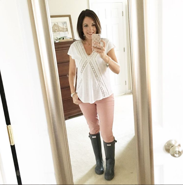 blush and ivory with rainboots