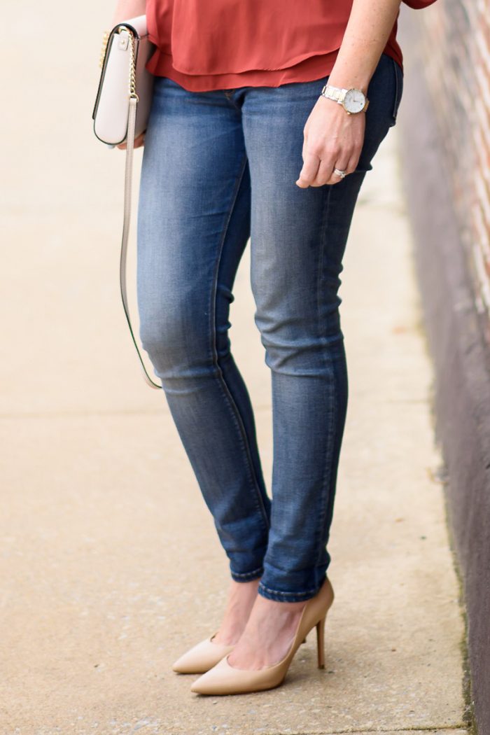 Jo-Lynne Shane in DL1961 Emma Legging Jeans with Charles D Pact Pumps | Fashion for Women Over 40