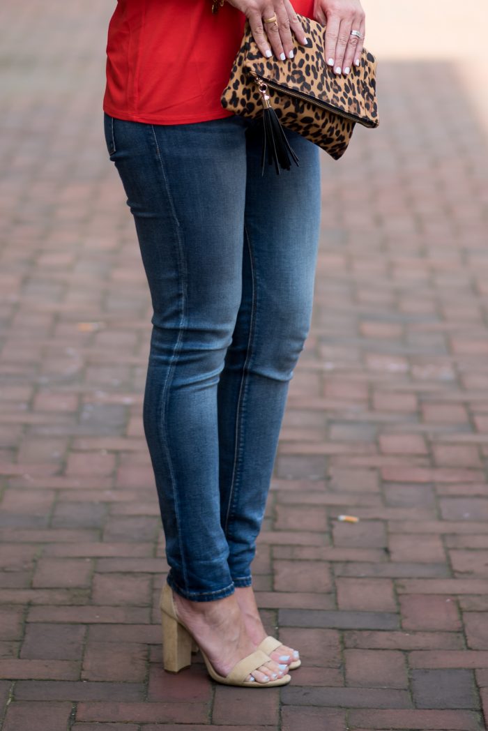 DL1961 Emma Legging Jeans with Steve Madden Carrson Sandals and a leopard clutch