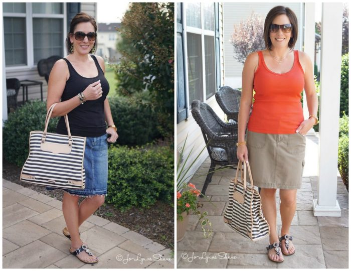Here's how I dress up a casual summer skirt and tank using the Rule of Four for accessorizing.