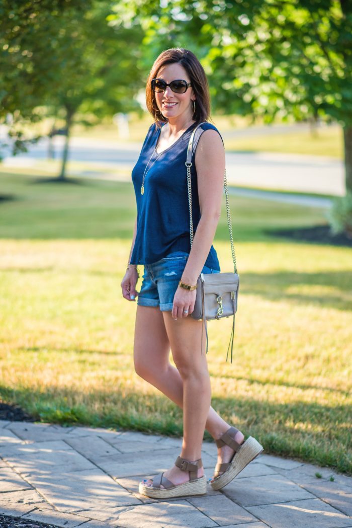 Loving this casual summer outfit with "flatform" espadrille sandals. Such an easy but chic outfit for casual summer days!