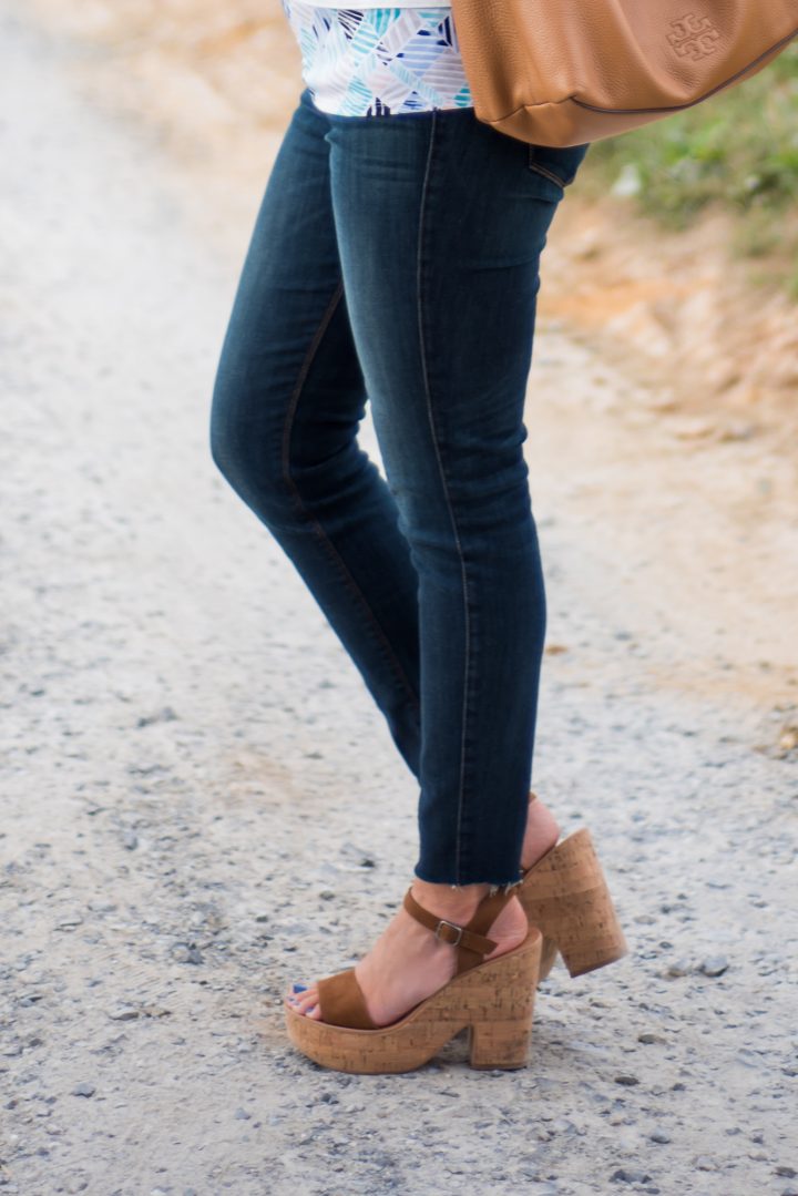 Dolce Vita Randi Platform Sandals with dark wash skinny jeans