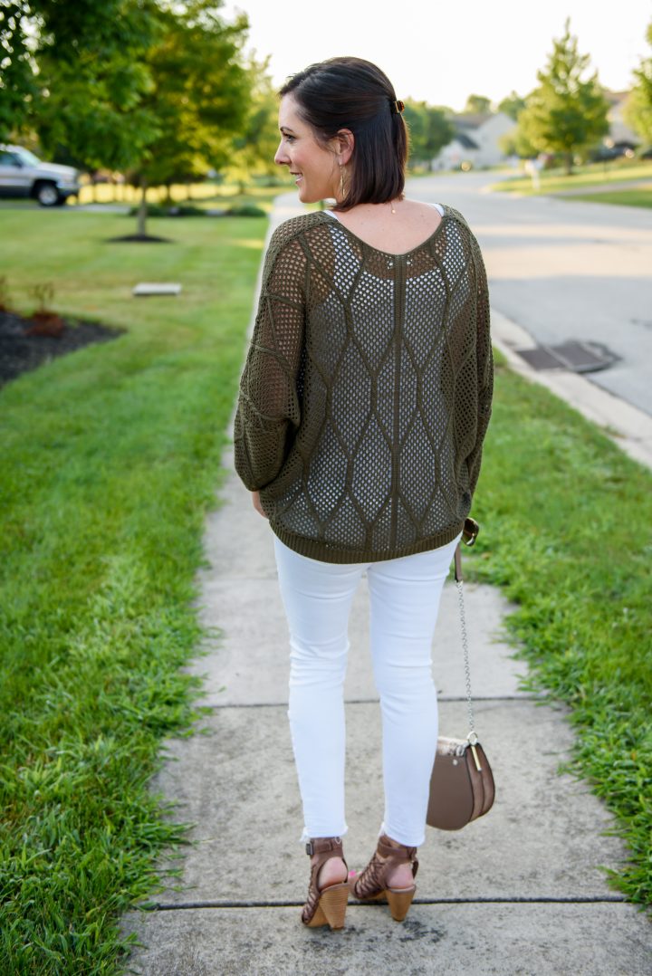 Fall Transition Outfit: Jo-Lynne Shane styling the Grace & Lace V-Neck Slouchy Pullover