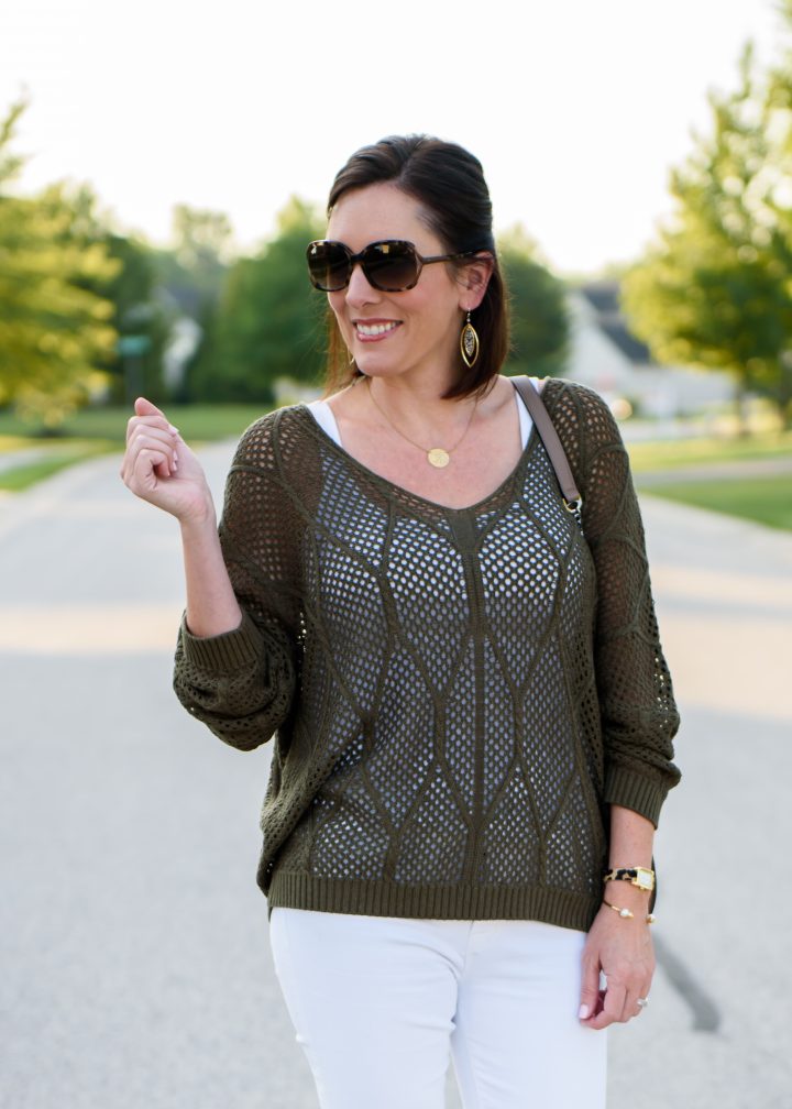This openwork slouchy sweater from Grace & Lace is perfect for transition season. The knit is breathable and the cuffed sleeves feel just right pushed back to the elbow -- just add bracelets.
