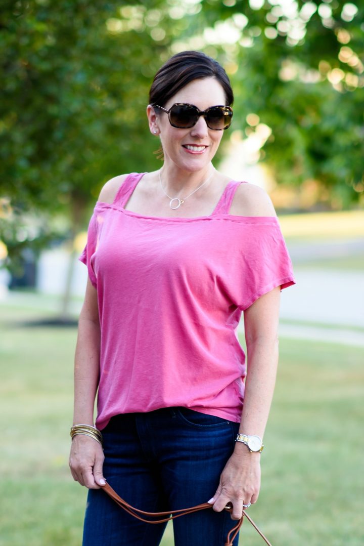 Casual End of Summer Outfit: Pink + Denim