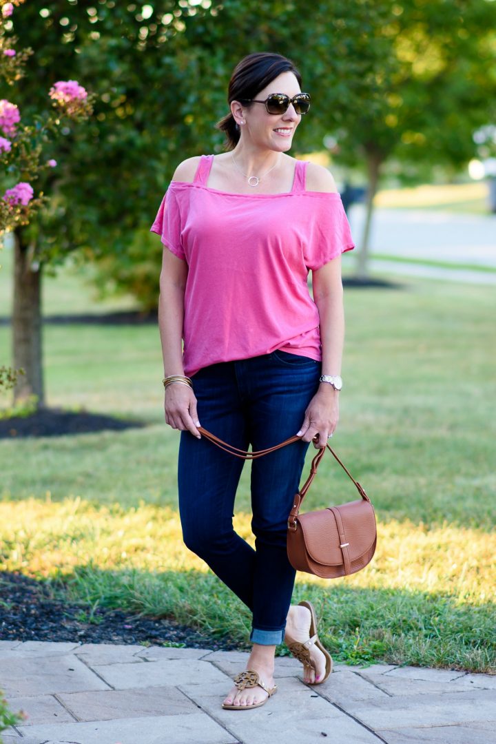 Casual End of Summer Outfit: Pink + Denim