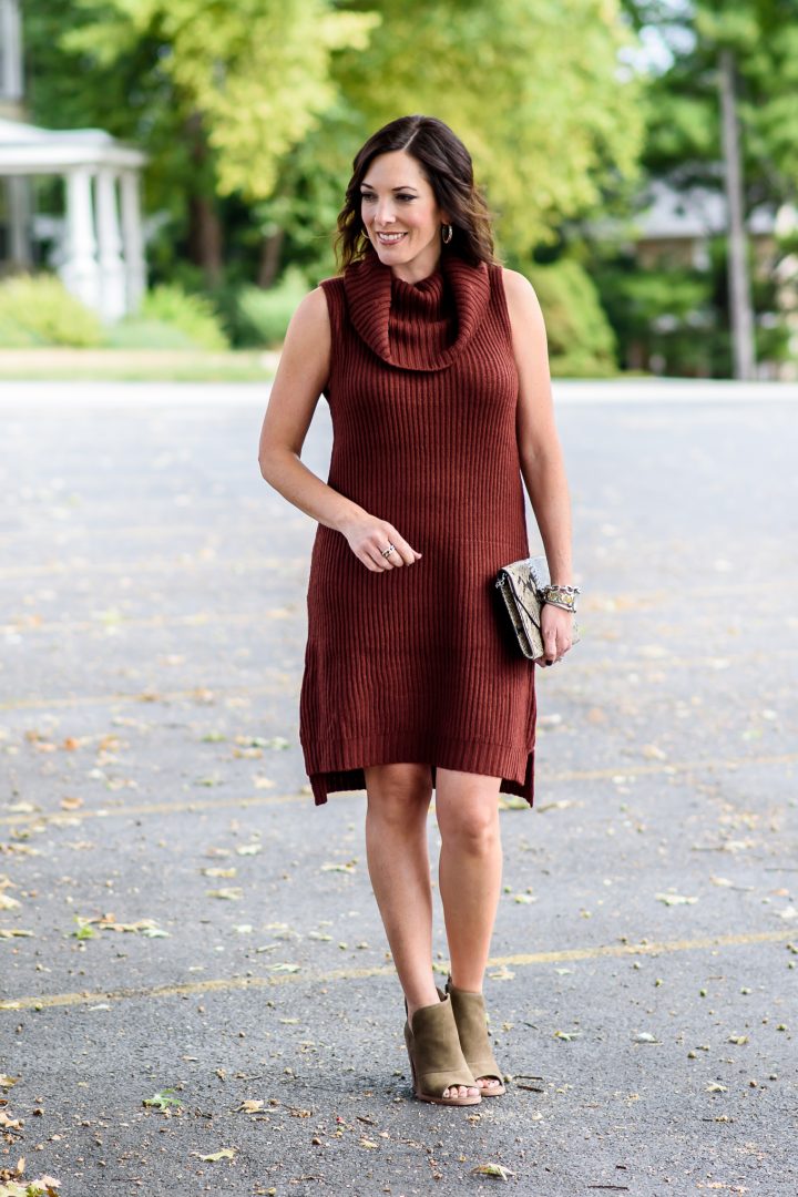 Fall Sweater Dress Outfit with Booties