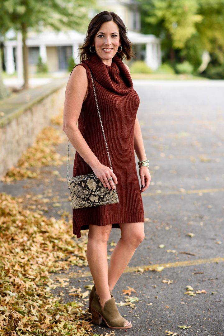 Fall Fashion: Sweater Dress Outfit with Booties