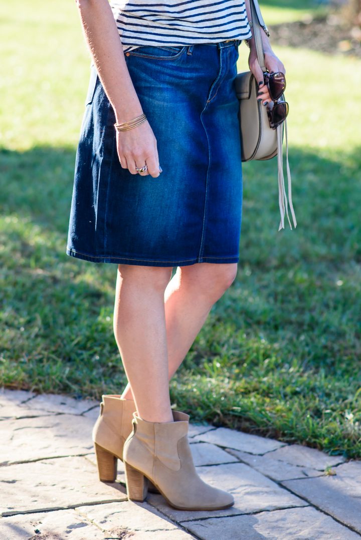 How to Wear a Jean Skirt and Booties