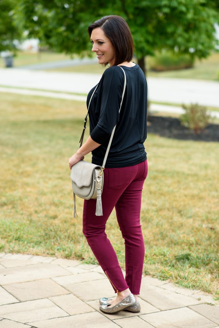September 2016 Fall Stitch Fix Review featuring 41Hawthorn Queensland Dolman Jersey Top with the Pistola Caterina Frayed Hem Ankle Zip Skinny Jeans