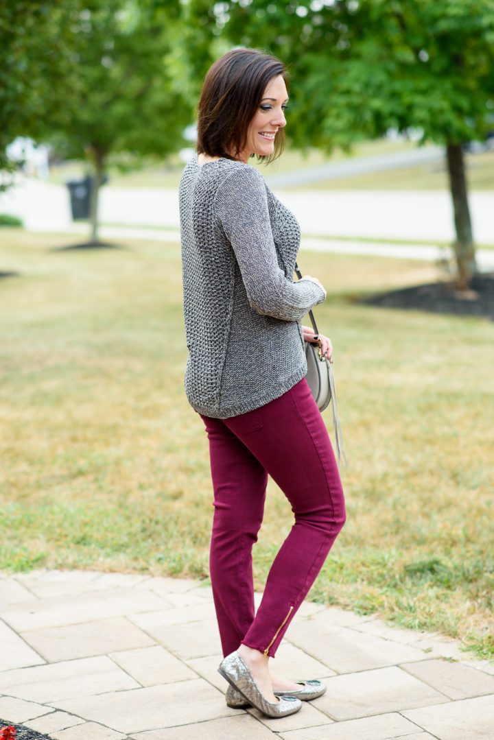 September 2016 Fall Stitch Fix Review featuring RD Style Iana Twisted Seam Sweater with the Pistola Caterina Frayed Hem Ankle Zip Skinny Jeans